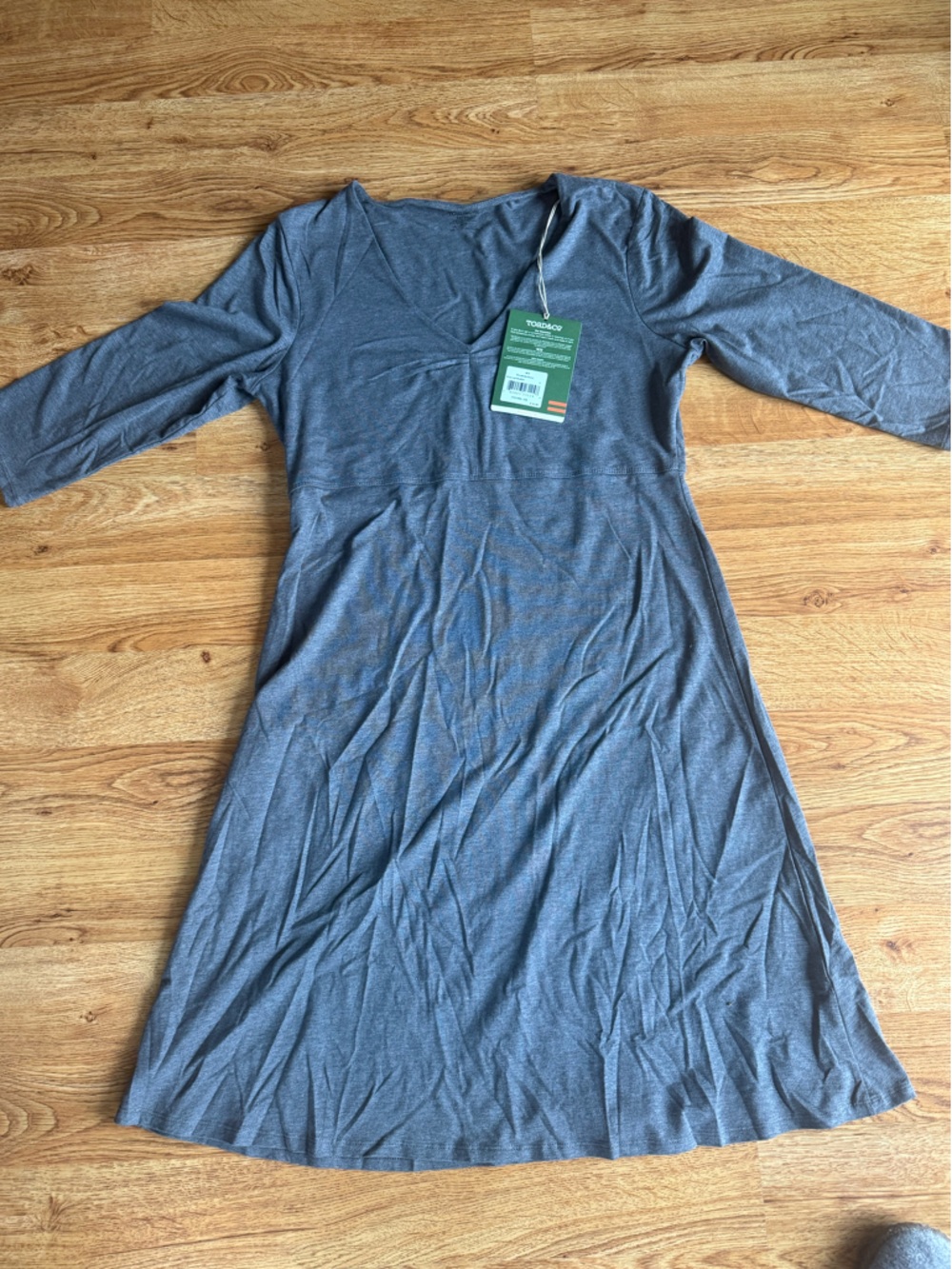 Toad & Co Gray V-Neck Long Sleeve A-Line Dress NWT